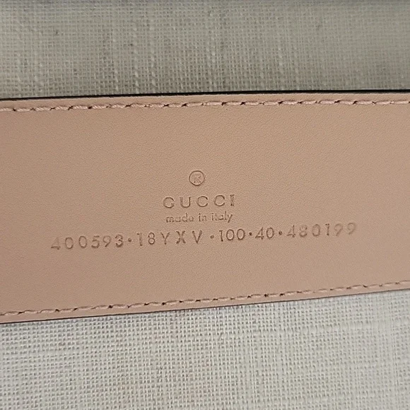 Gucci Belt Azalea Calfskin Enamel Monochrome Double G 20 mm Belt 100 40 Camelia - Picture 8 of 10